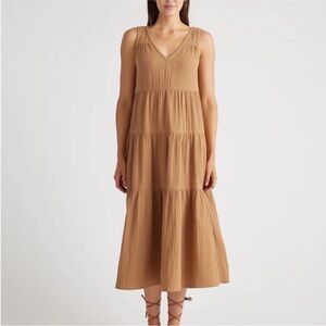 Quince 100% Organic Cotton Gauze Tiered Maxi Dress